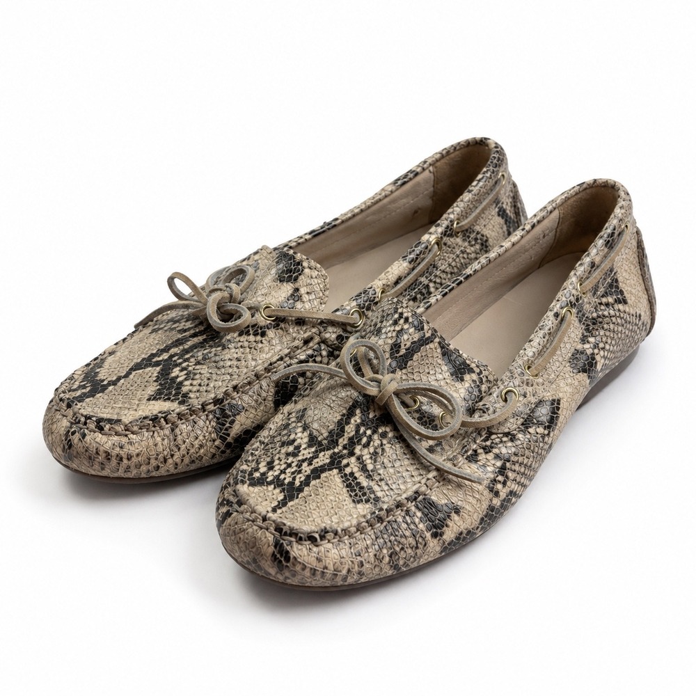 Cole Haan Vintage Y2K Snakeskin Print Leather Boat Shoe Loafers Women's Size 9